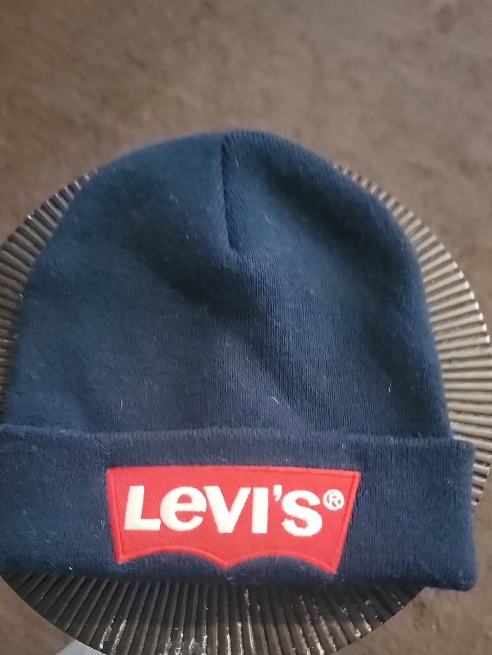 Levi's Navy Beanie with Red Logo Patch